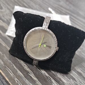 Lucky Brand Silver Women's Watch with Green Accent